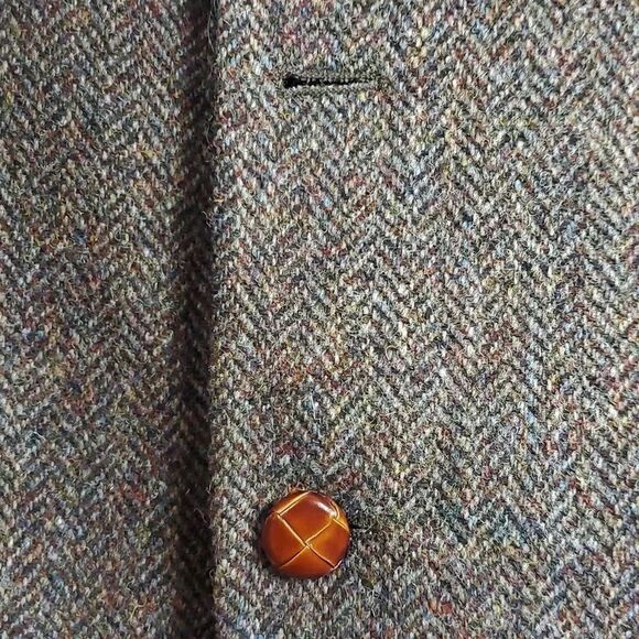 HARRIS TWEED VINTAGE BLAZER BROWN Size 42L Acadamia - Picture 4 of 8